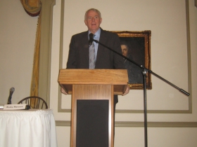 Milwaukee Mayor Tom Barrett addresses the attendees at the GMC Downtown Development event.  [Photograph taken Monday, January 13th, 2014 by Michael Horne.]