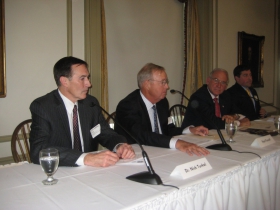 Baird CEO Paul Purcell ponders a point at the conference.