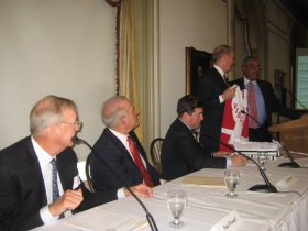 Baird CEO Paul Purcell, left, looks on with Ted Kellner, Peter Feigin, Bill Downe and John Daniels.