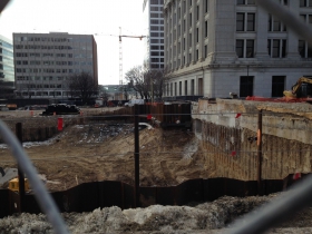 Construction of the Northwestern Mutual Tower and Commons.