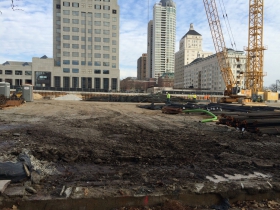 Construction of the Northwestern Mutual Tower and Commons.