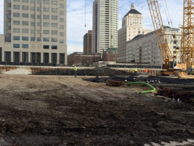 Construction of the Northwestern Mutual Tower and Commons.