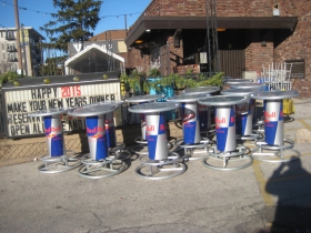 Setting up for the New Year celebration.