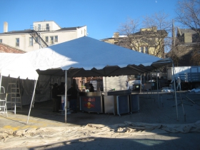Setting up for the New Year celebration.