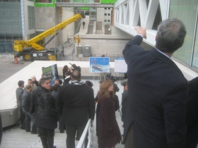 Crowd gathers