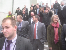 Crowd gathers