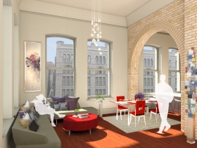 Mackie Building Living Room Rendering