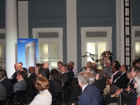The crowd hears about the new NML Tower.