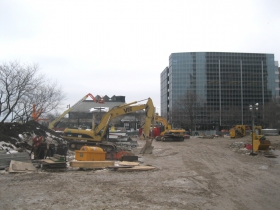 The land is being cleared in preparation for construction.