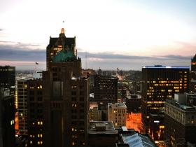 A view of Milwaukee from atop the Pfister Hotel.