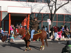 Sheriff David Clarke on a horse sporting a cowboy hat.