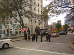 Carrying the flag.
