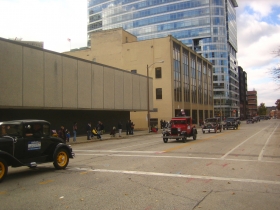 Classic cars in the Veterans Day Parade.
