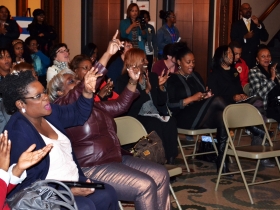 Congresswoman Moore cheers on Alderwoman Coggs