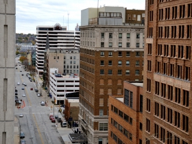 The Milwaukee Athletic Club as seen from the Railway Exchange rooftop.