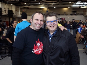 Skip from the Grovelers and Mark G.E. from the Xposed 4 Heads at the WMSE 17th Annual Rockabilly Chili Fundraiser
