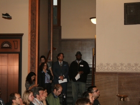 Jodie Tabak, Rick Barrett, and Judge Derek Mosley