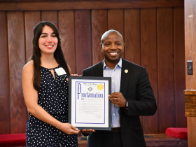 Joselia Mendiolea and Mayor Cavalier Johnson