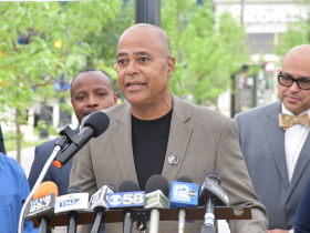 Michael Phillips at Vel R. Phillips Plaza Ribbon Cutting