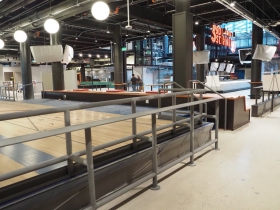 Partially-finished bar railing at 3rd Street Market Hall