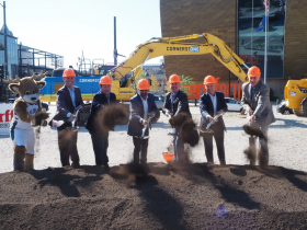 Bango, Michael Belot, Peter Feigin, Jeff Lenz, Andy Inman, Jeff Tubbs and Mayor Tom Barrett at The Trade groundbreaking