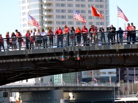 Camp Randall Junior Women Row Beneath the Pleasant Street Bridge