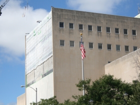 Work continues on the solar wall at the Milwaukee Public Museum.