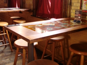 Table made out of a door.