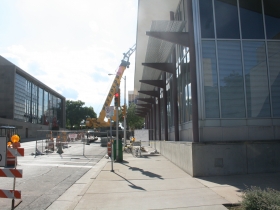 Milwaukee Public Museum's solar wall project under construction.