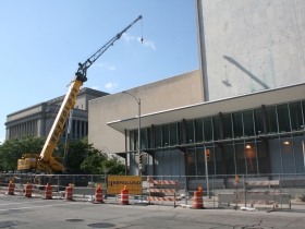 Milwaukee Public Museum's solar wall project under construction.