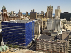 A view from atop the Hilton City Center looking towards downtown.