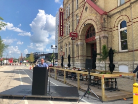 Art Heitzer at Turner Hall sign unveiling