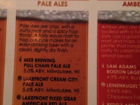 Beers available at Miller Time Pub.