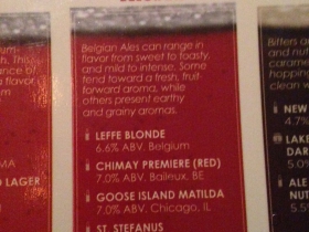 Beers available at Miller Time Pub.