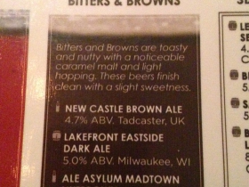 Beers available at Miller Time Pub.
