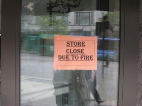 Store closed due to fire.