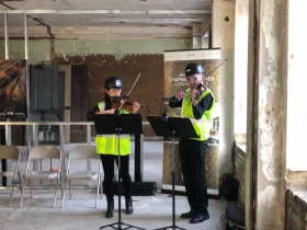 Musicians with Hard Hats