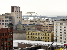 A view of the Hoan Bridge.
