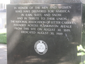 Letter carriers statue inscription