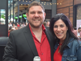 Milwaukee Pride President Wes Shaver and his friend Jennifer Stark at Dinner in the Alley 2019