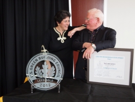 Accepting the LEED-ND Platnium designation for The Brewery.