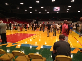The crowd takes in the MECCA floor.