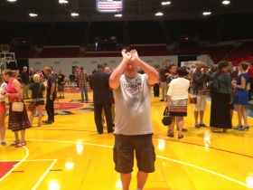 Shooting a free throw.