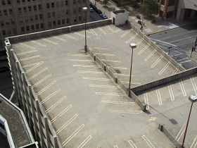 Empty parking garage.
