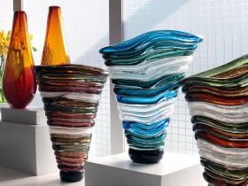Tom and Julie Bloyd, from Stilwell, KS, featured blown glass, steel and sculpture