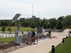 Bike-sharing station at Discovery World.