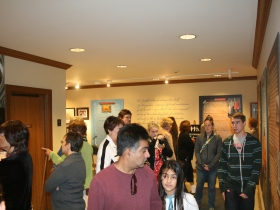 Tourists learning about the Basilica.