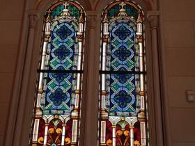 Stained glass windows.