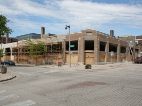 Construction work is underway to convert the Prospect Mall into a mixed-use apartment building.