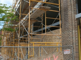 Construction work is underway to convert the Prospect Mall into a mixed-use apartment building.